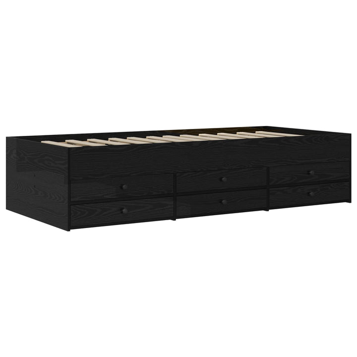 Sengestel med opbevaring Sort eg 80 x 200 cm Konstrueret træ