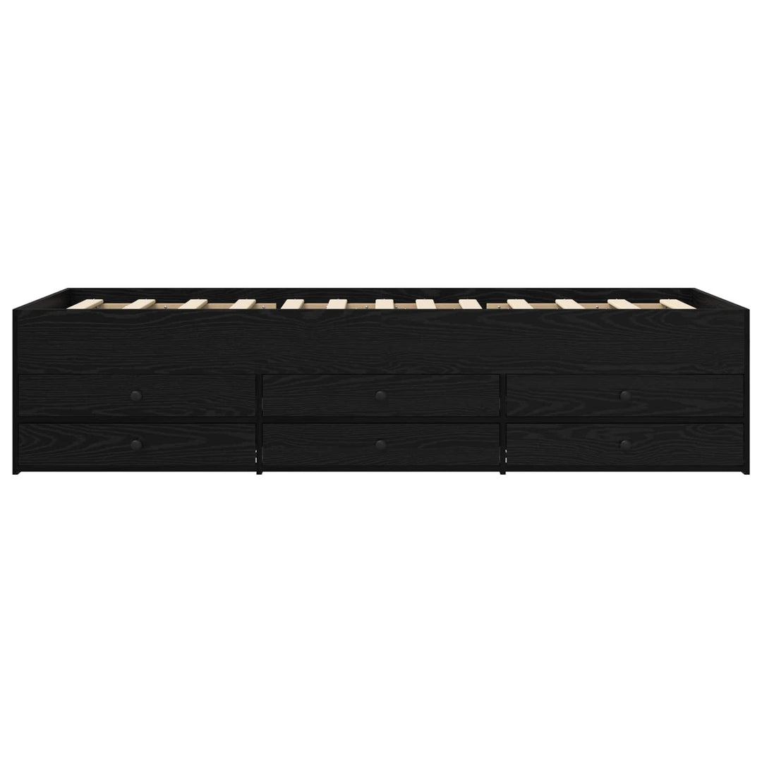 Sengestel med opbevaring Sort eg 80 x 200 cm Konstrueret træ