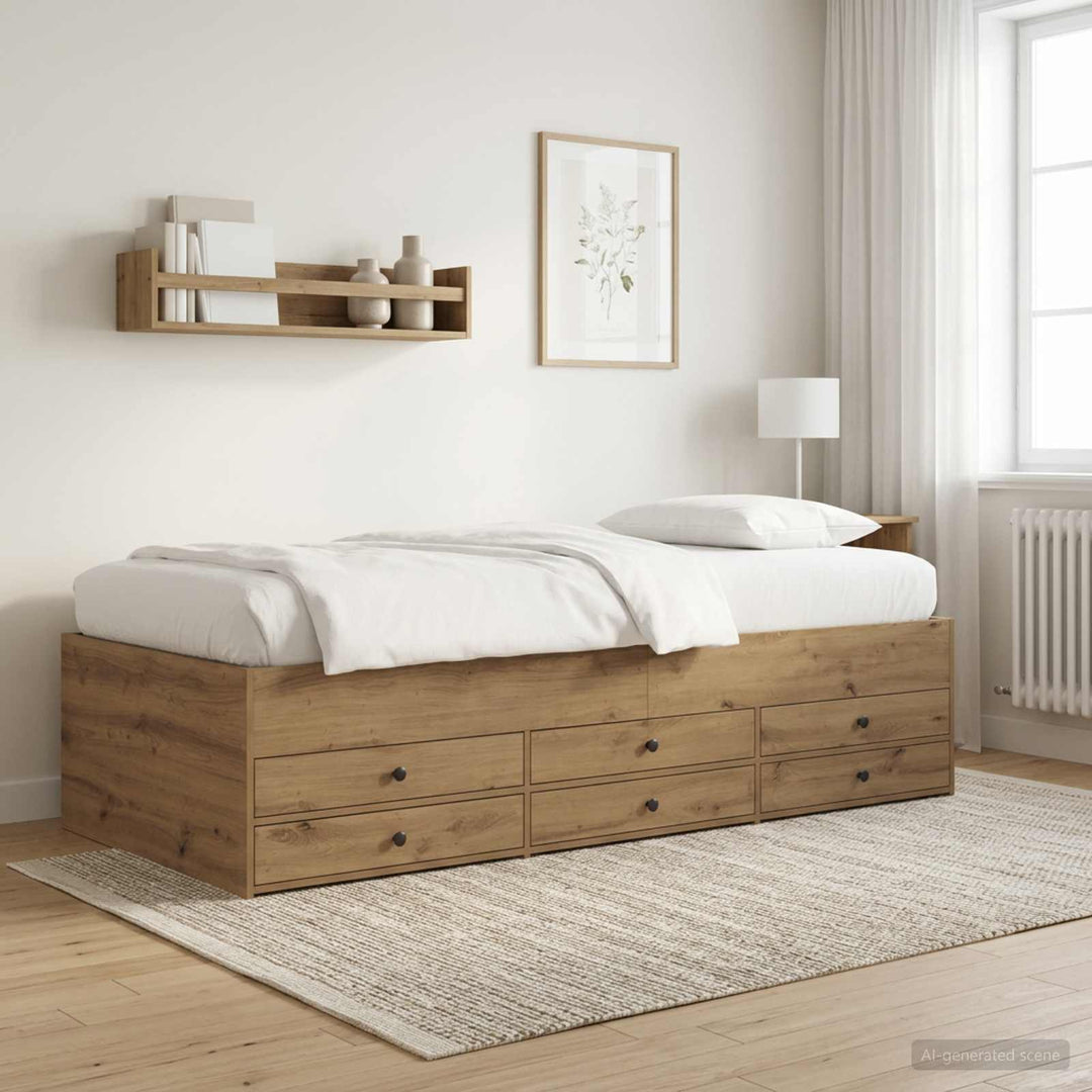 Sengestel med opbevaring Artisan-eg 80 x 200 cm Konstrueret træ