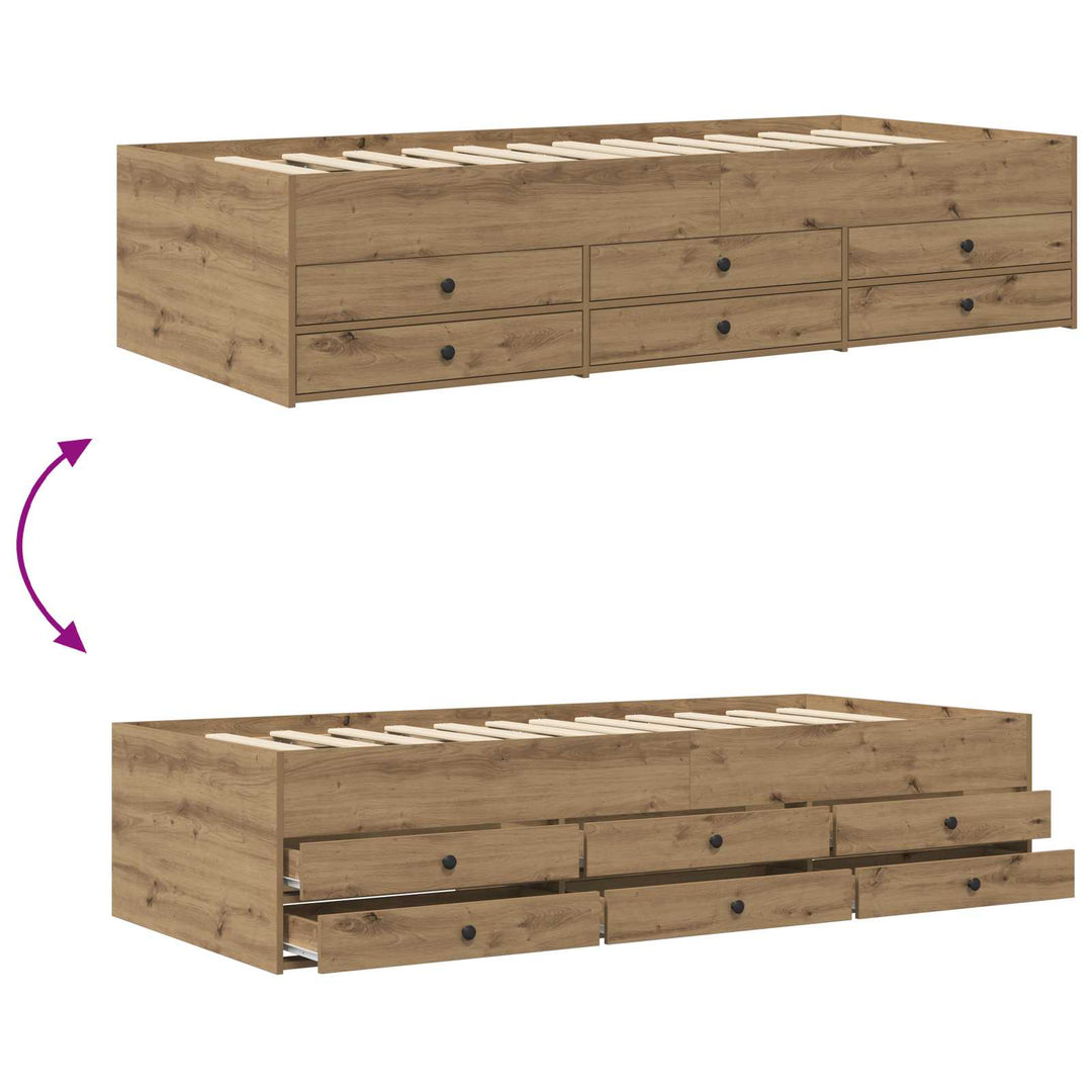 Sengestel med opbevaring Artisan-eg 80 x 200 cm Konstrueret træ
