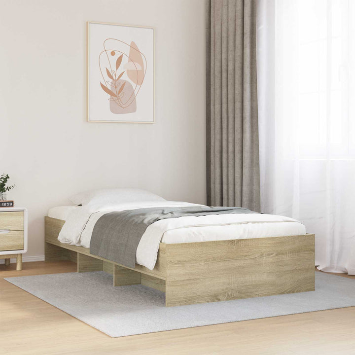 Sengestel med hylde Sonoma-eg 80 x 200 cm Konstrueret træ
