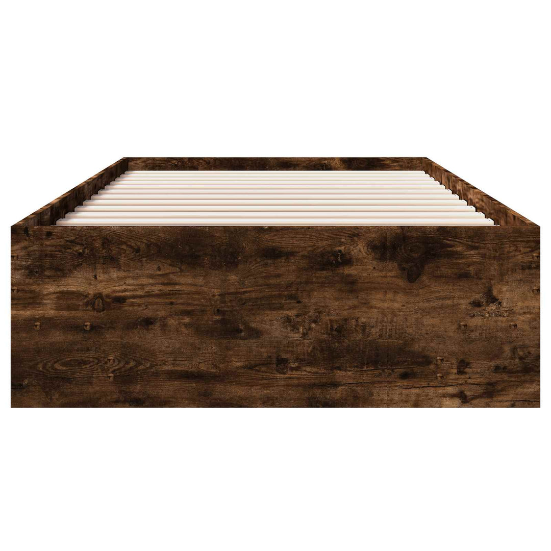 Sengestel med hylde Røget eg 80 x 200 cm Konstrueret træ
