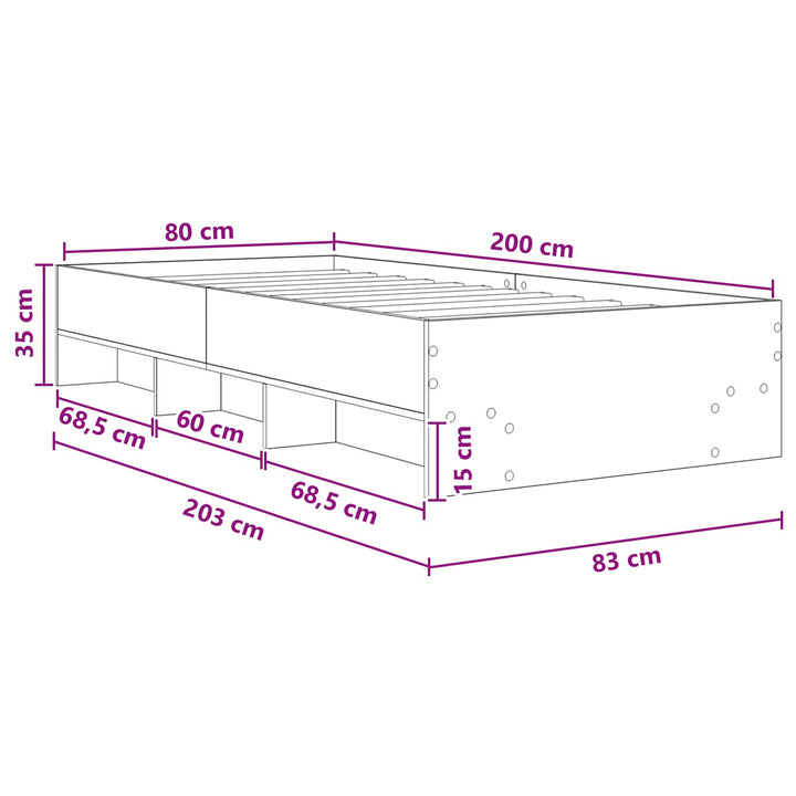 Sengestel med hylde Artisan-eg 80 x 200 cm Konstrueret træ
