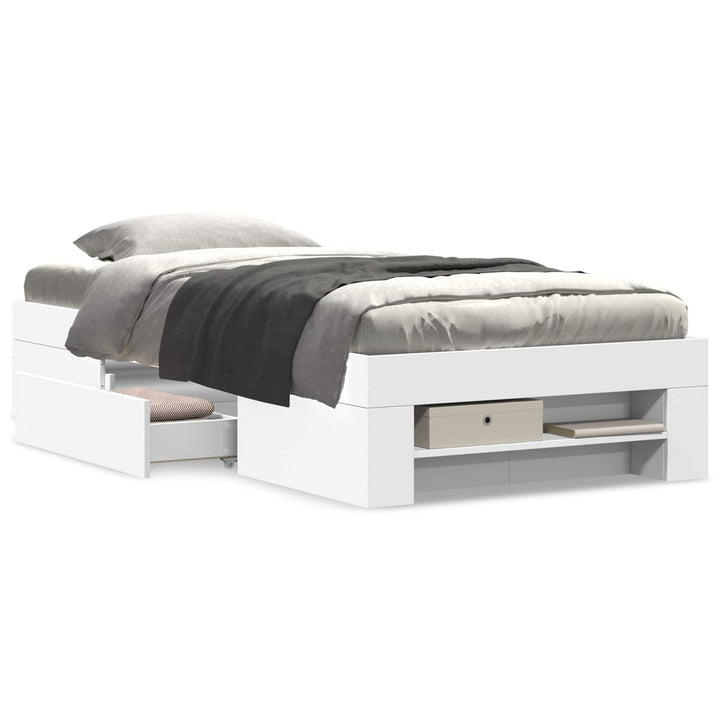 Sengestel med opbevaring Hvid 80 x 200 cm Konstrueret træ