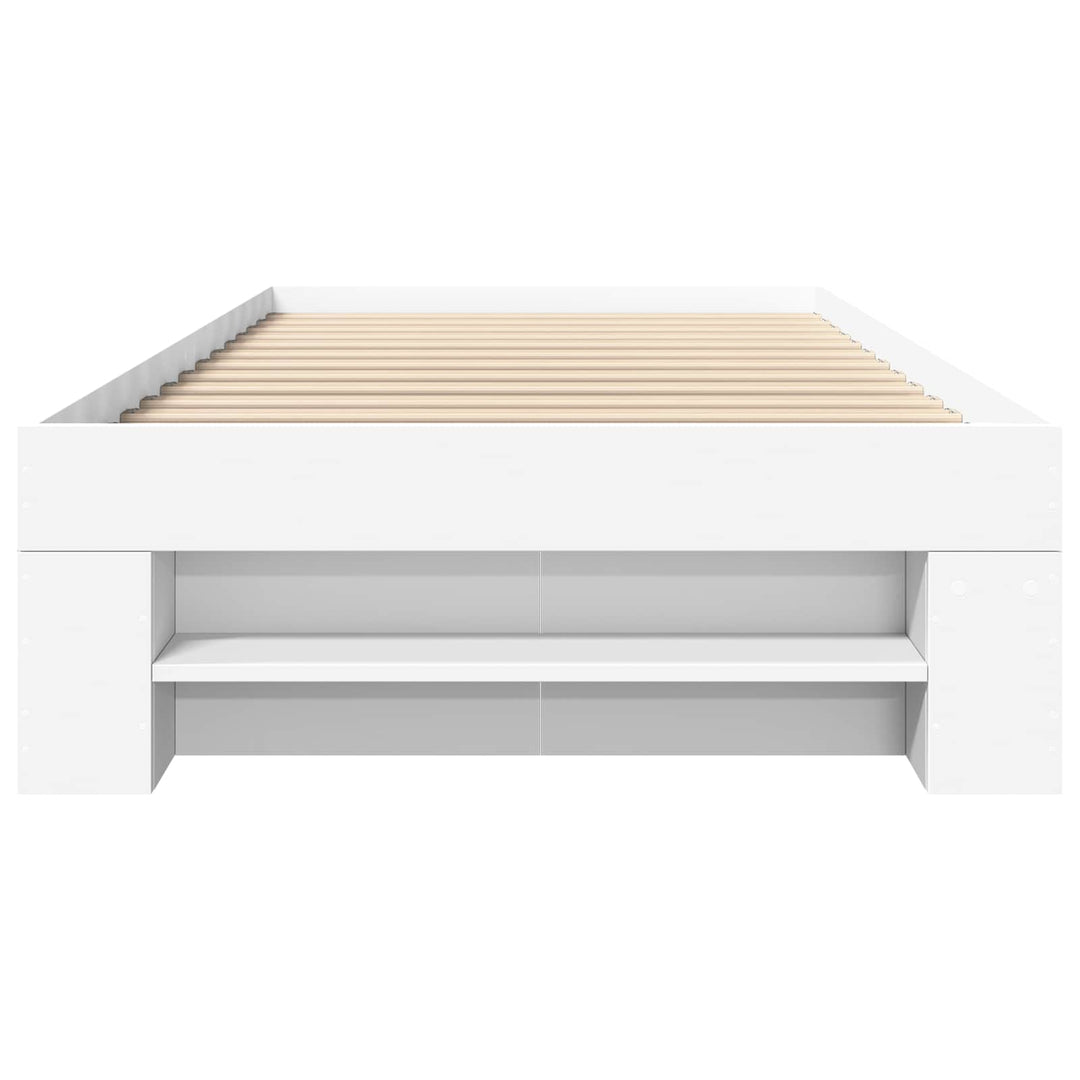 Sengestel med opbevaring Hvid 80 x 200 cm Konstrueret træ
