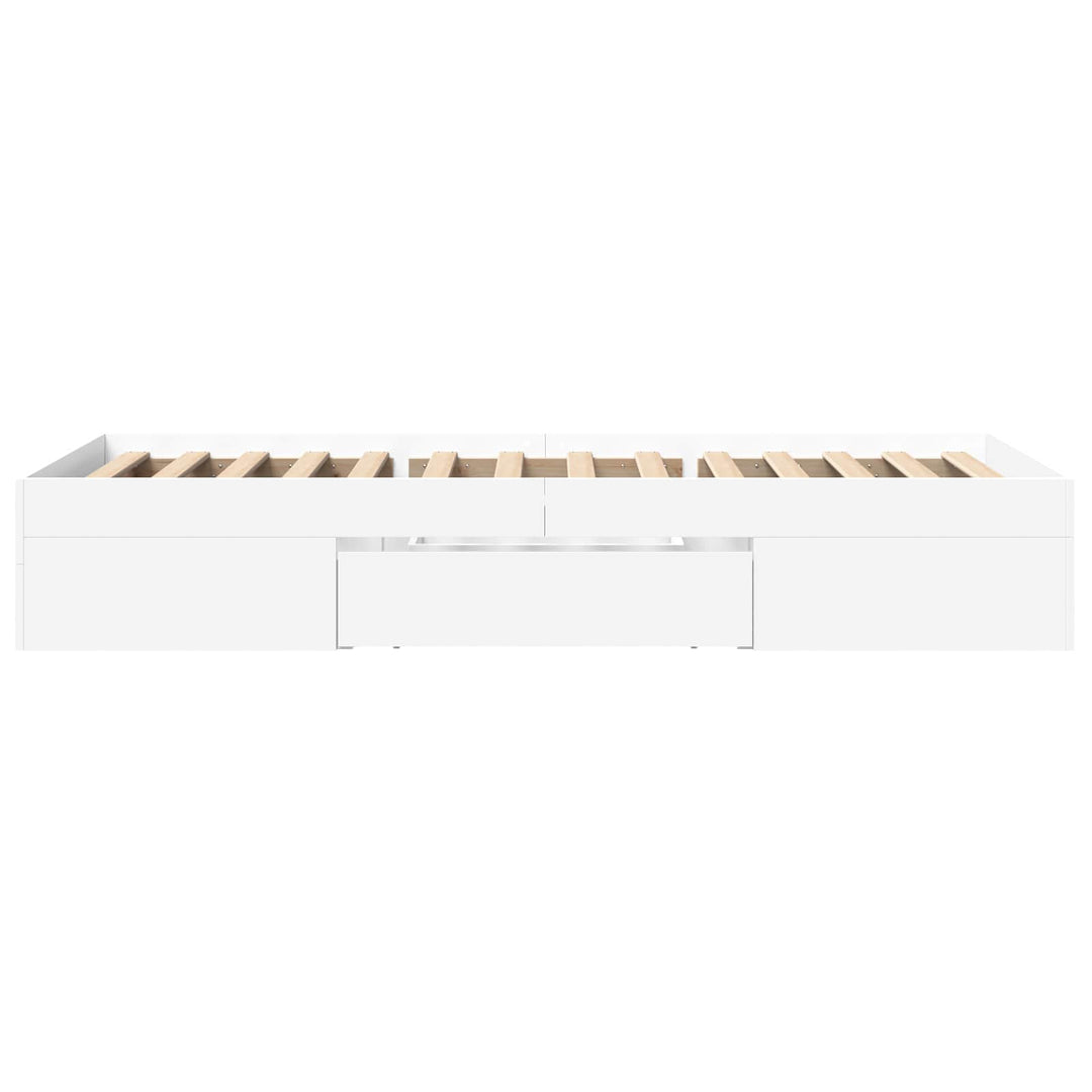 Sengestel med opbevaring Hvid 80 x 200 cm Konstrueret træ