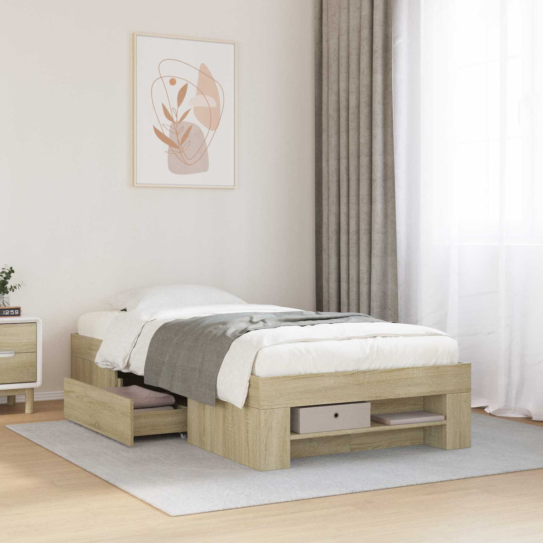 Sengestel med opbevaring Sonoma-eg 80 x 200 cm Konstrueret træ