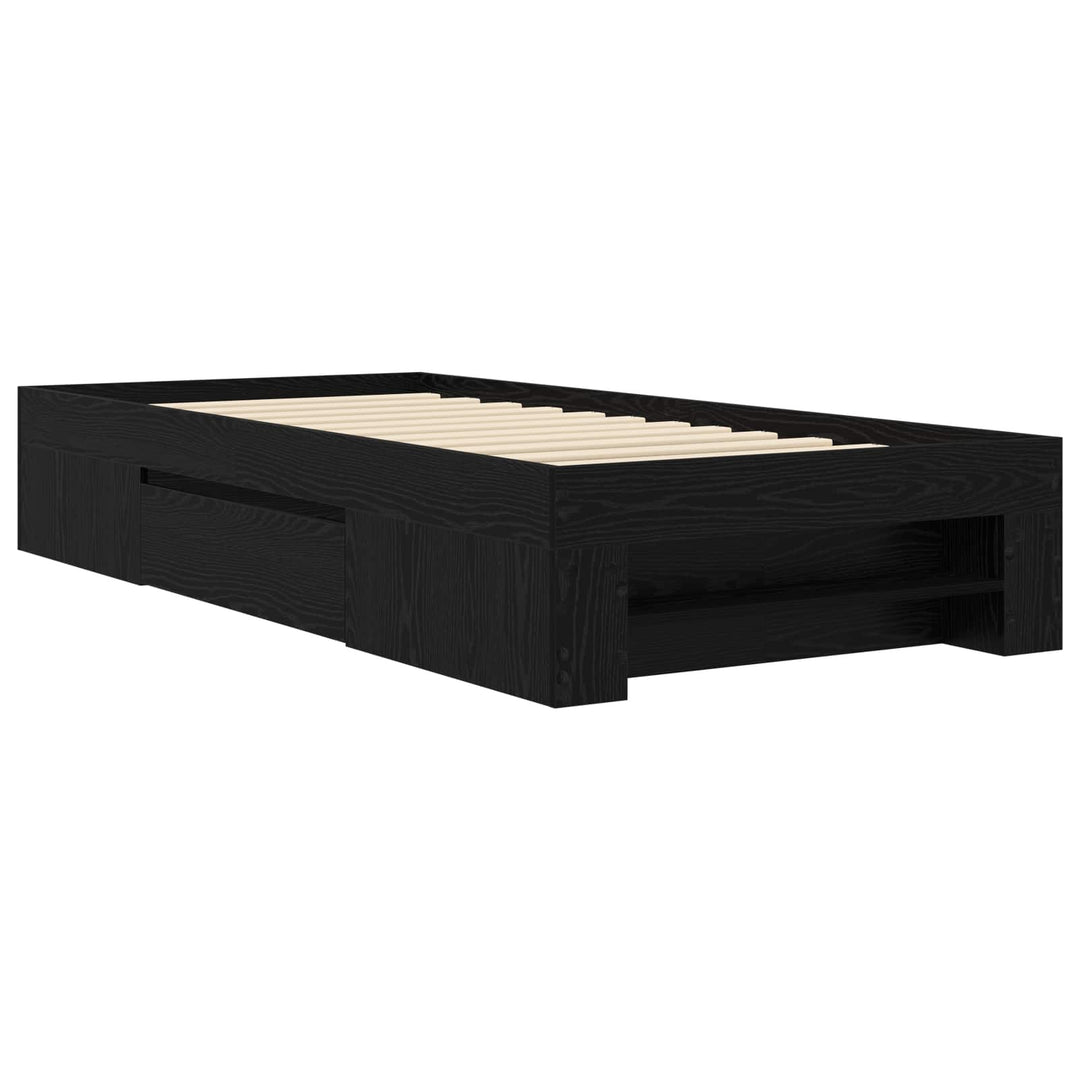 Sengestel med opbevaring Sort eg 80 x 200 cm Konstrueret træ