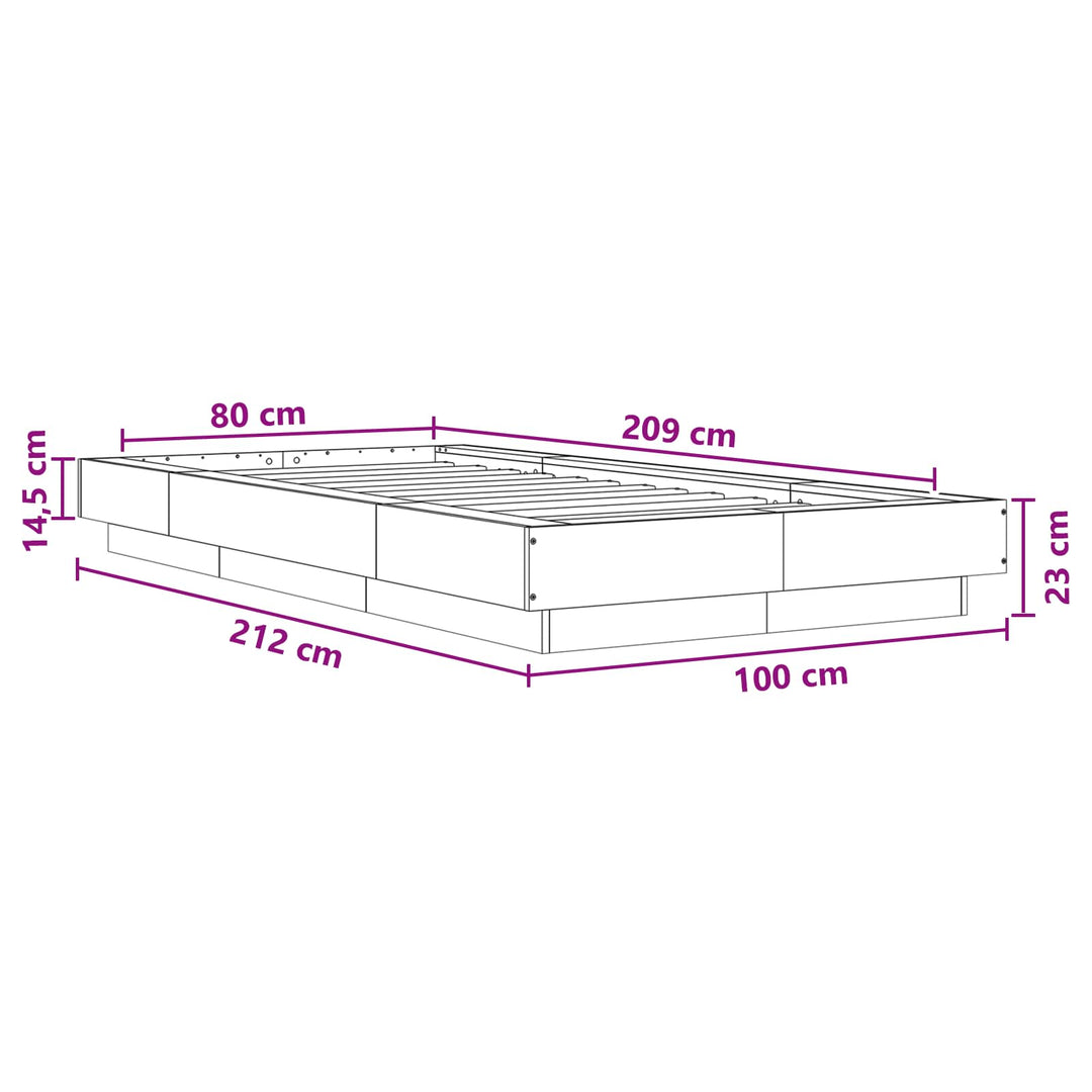 Gulvsengramme Sort eg 80 x 210 cm Konstrueret træ