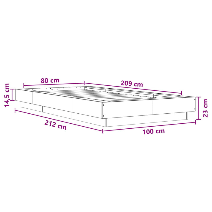 Gulvsengramme Sort eg 80 x 210 cm Konstrueret træ