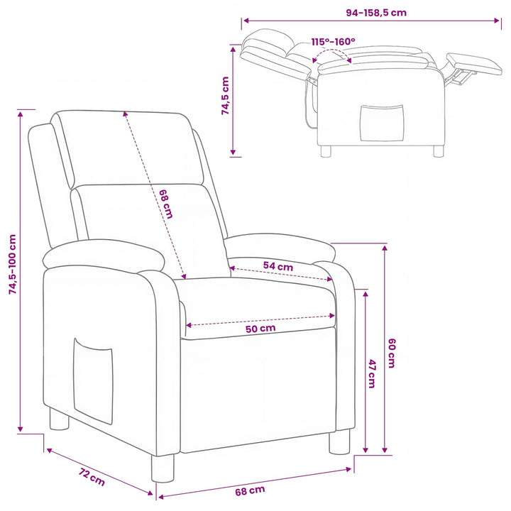 Recliner Sort Kunstlæder