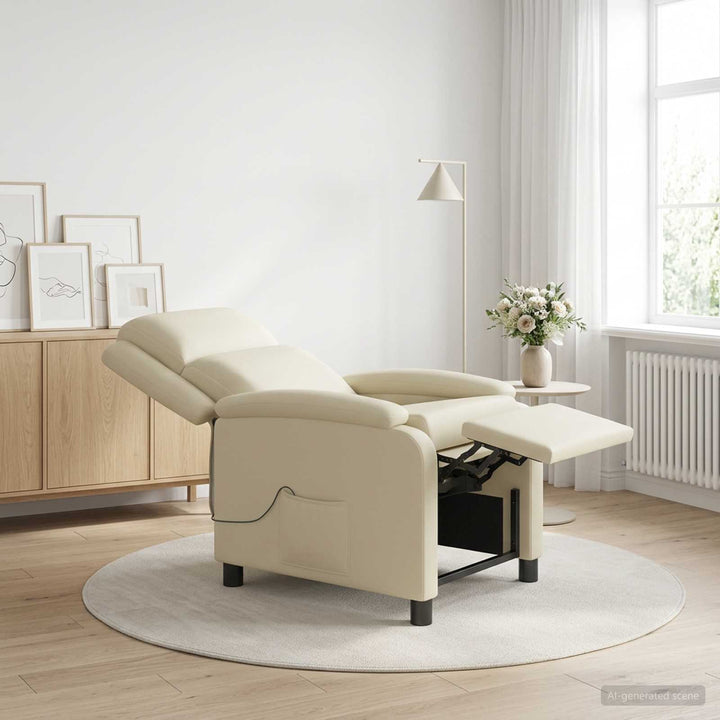 Massage Lænestol Cremefarvet Kunstlæder