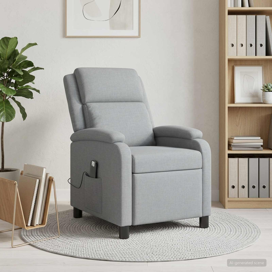 Massage Lænestol Lysegrå Stof