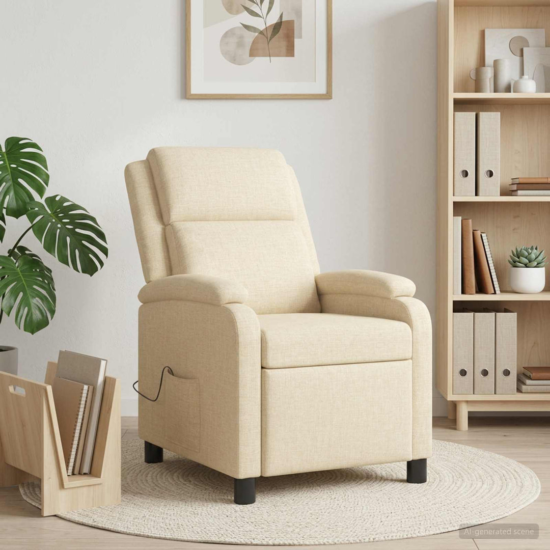 Massage Lænestol Cremefarvet Stof