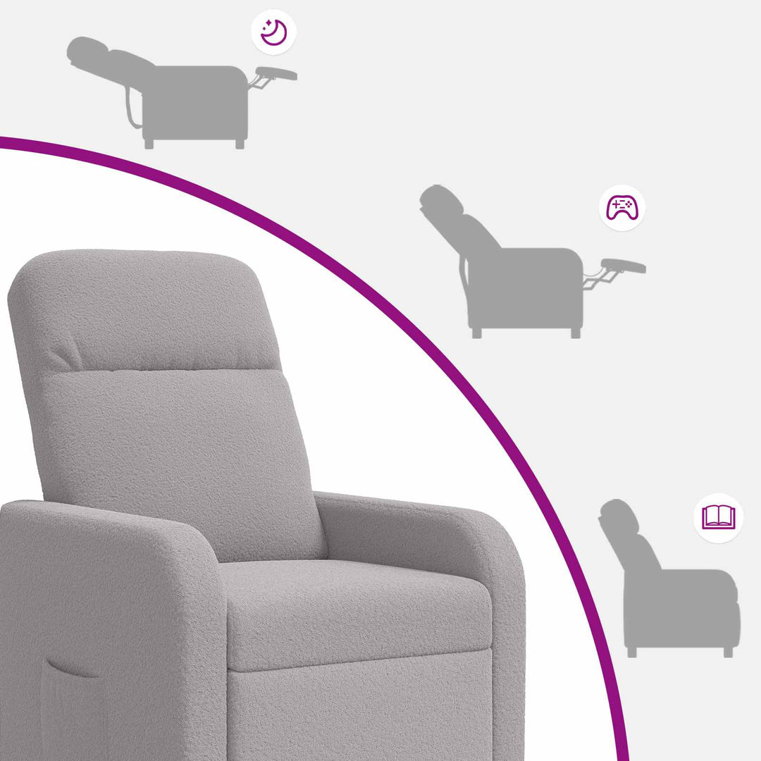 Recliner Lysegrå Bouclé