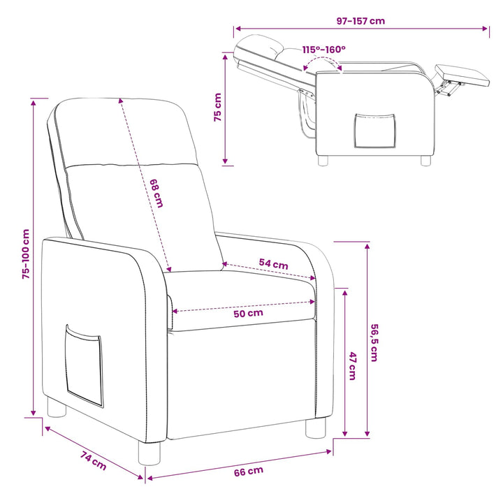 Recliner Lysegrå Bouclé