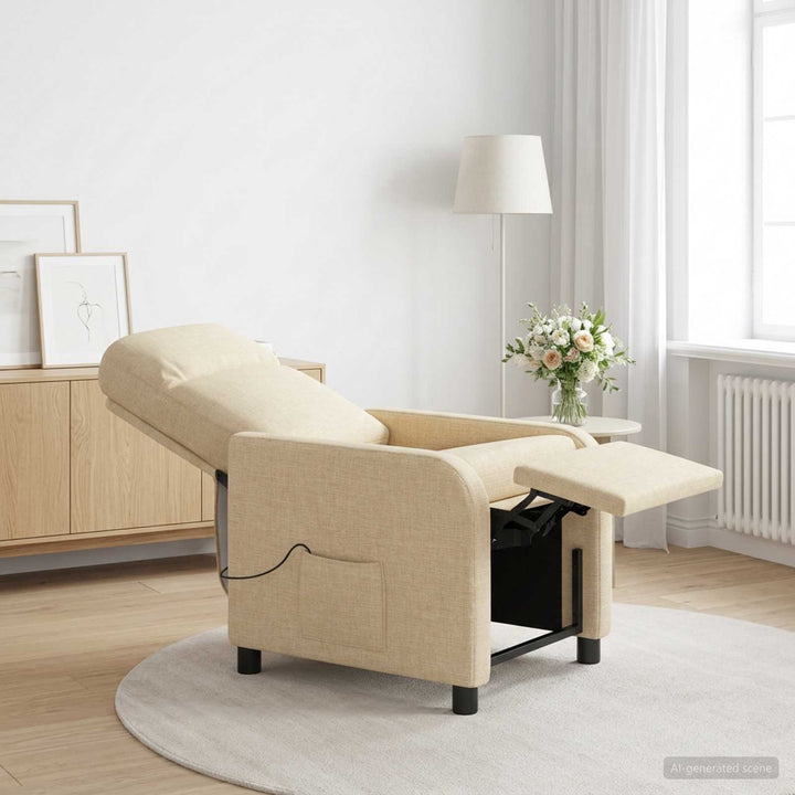 Massage Lænestol Cremefarvet Stof