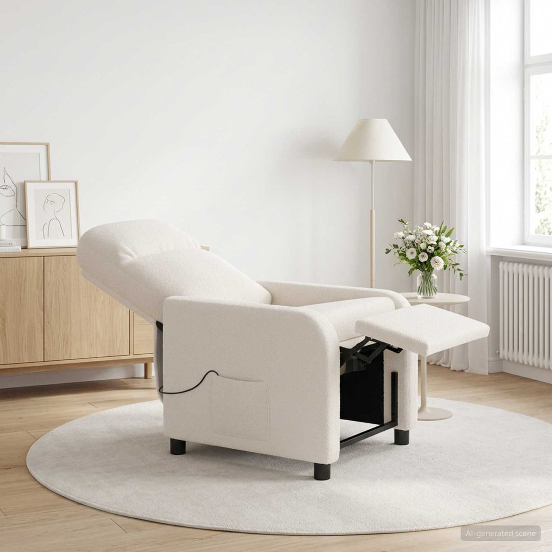 Massage Lænestol Cremefarvet Bouclé