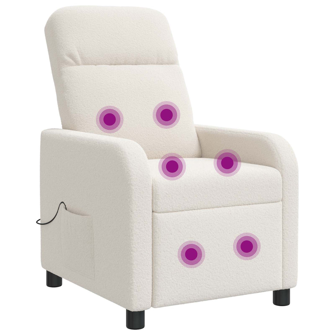 Massage Lænestol Cremefarvet Bouclé