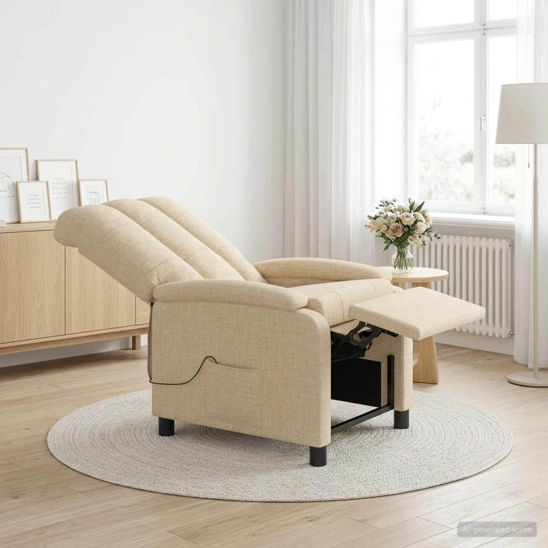 Massage Lænestol Cremefarvet Stof