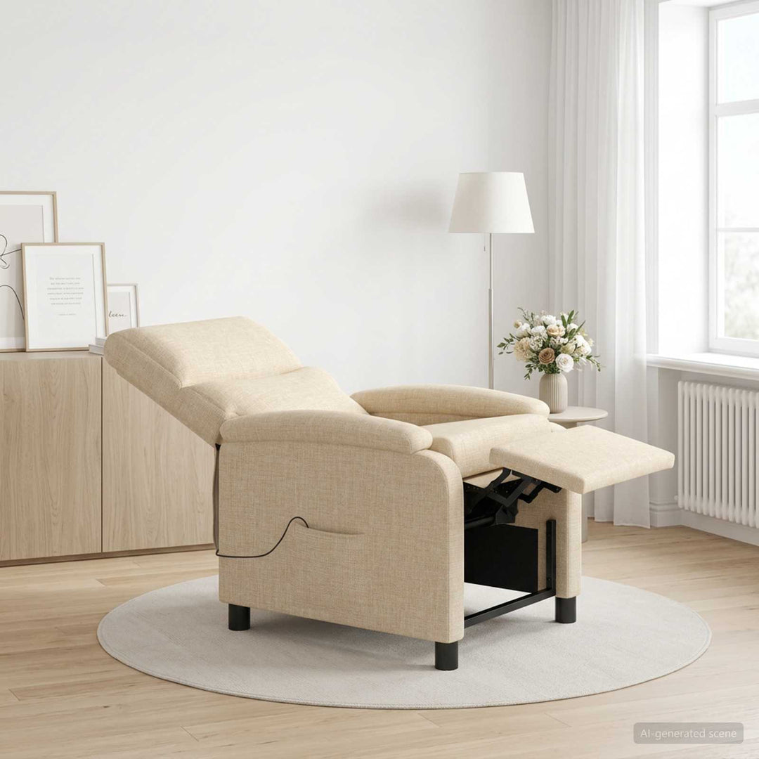 Massage Lænestol Cremefarvet Stof