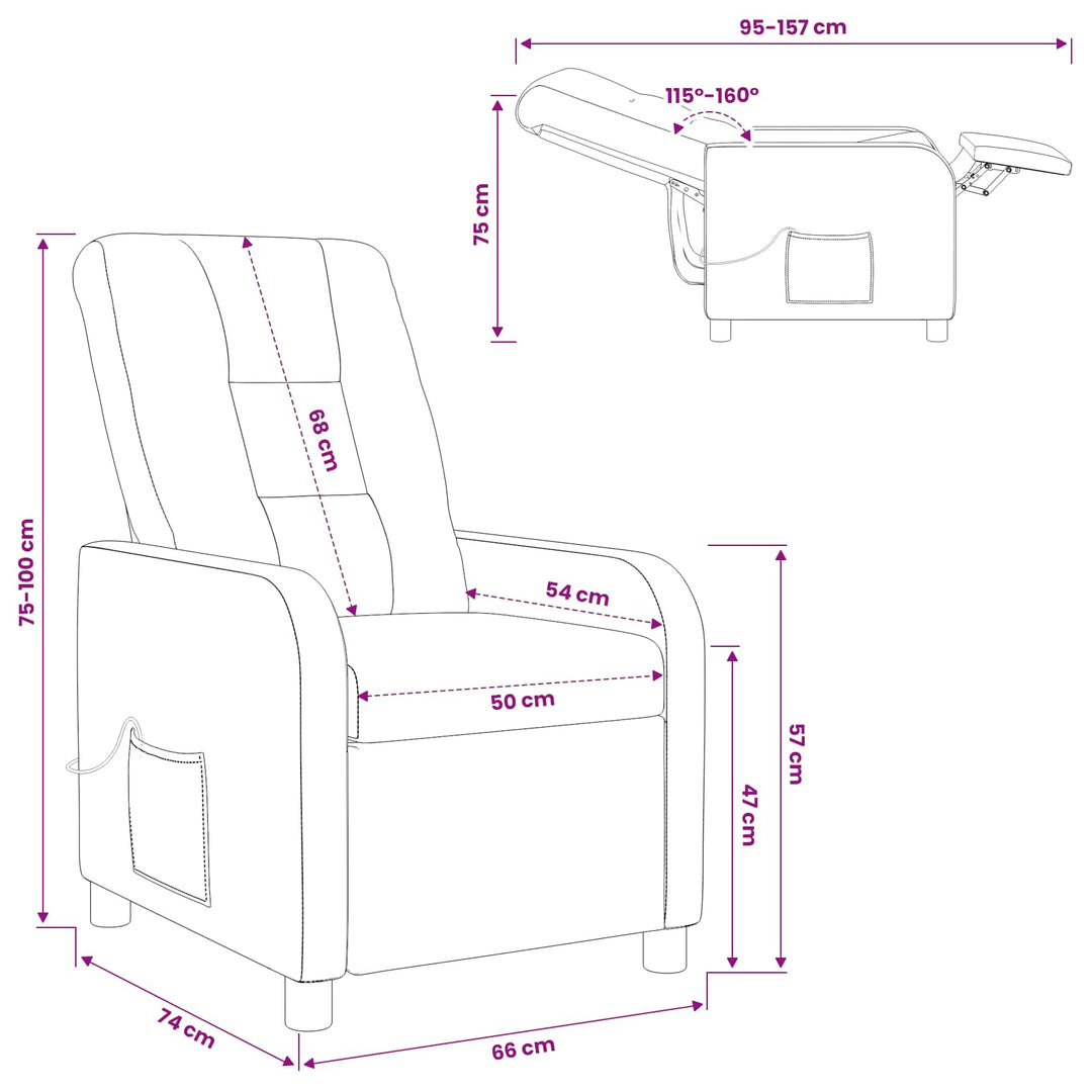 Massage Lænestol Lysegrå Stof