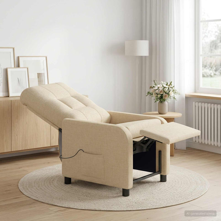 Massage Lænestol Cremefarvet Stof