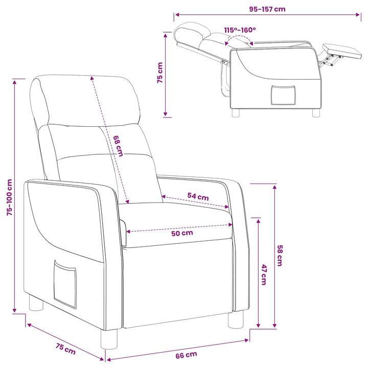 Recliner Skygrå Stof