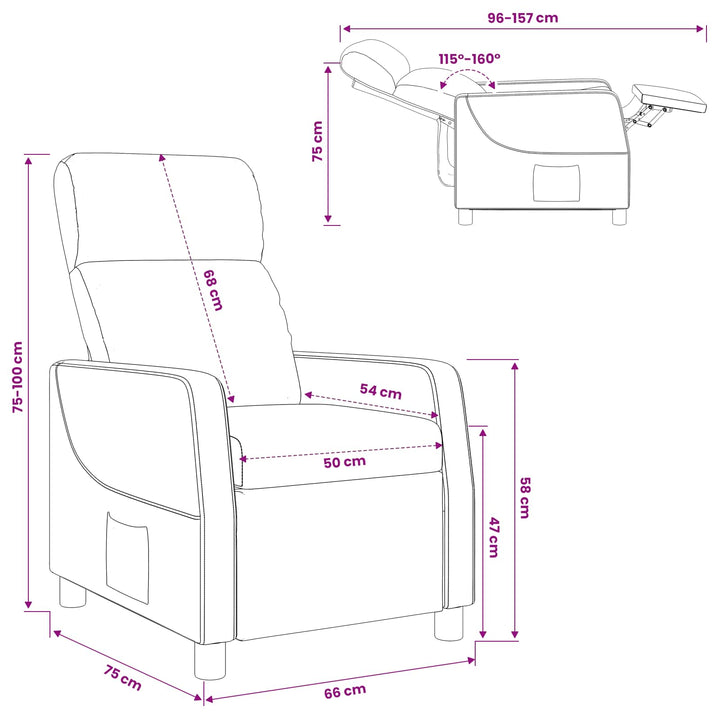 Recliner Sort Kunstlæder