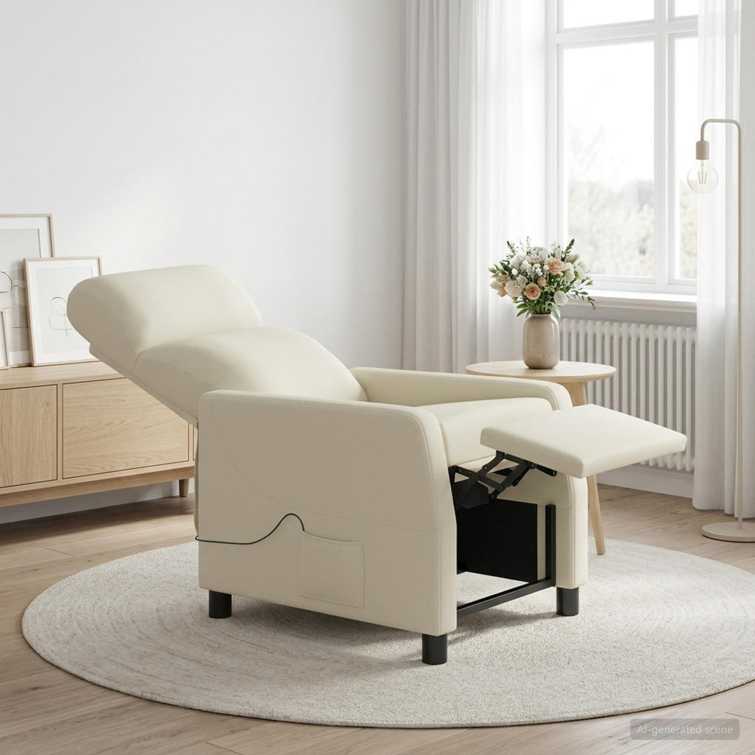 Massage Lænestol Cremefarvet Kunstlæder