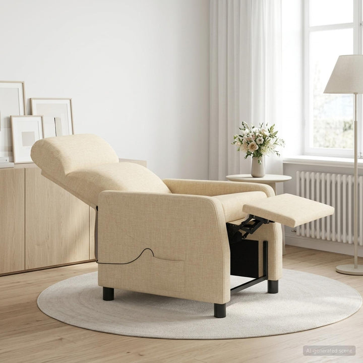 Massage Lænestol Cremefarvet Stof