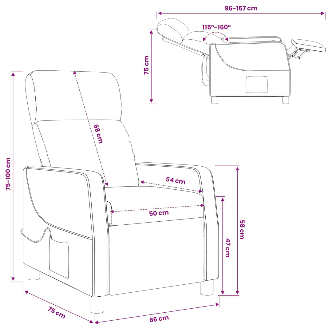 Massage Lænestol Lilla Stof