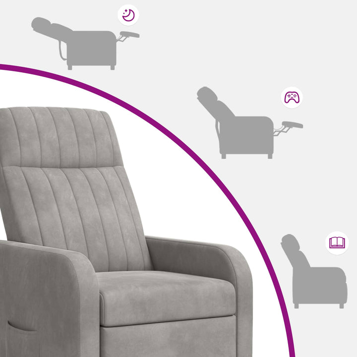 Recliner Lysegrå Velour (V)