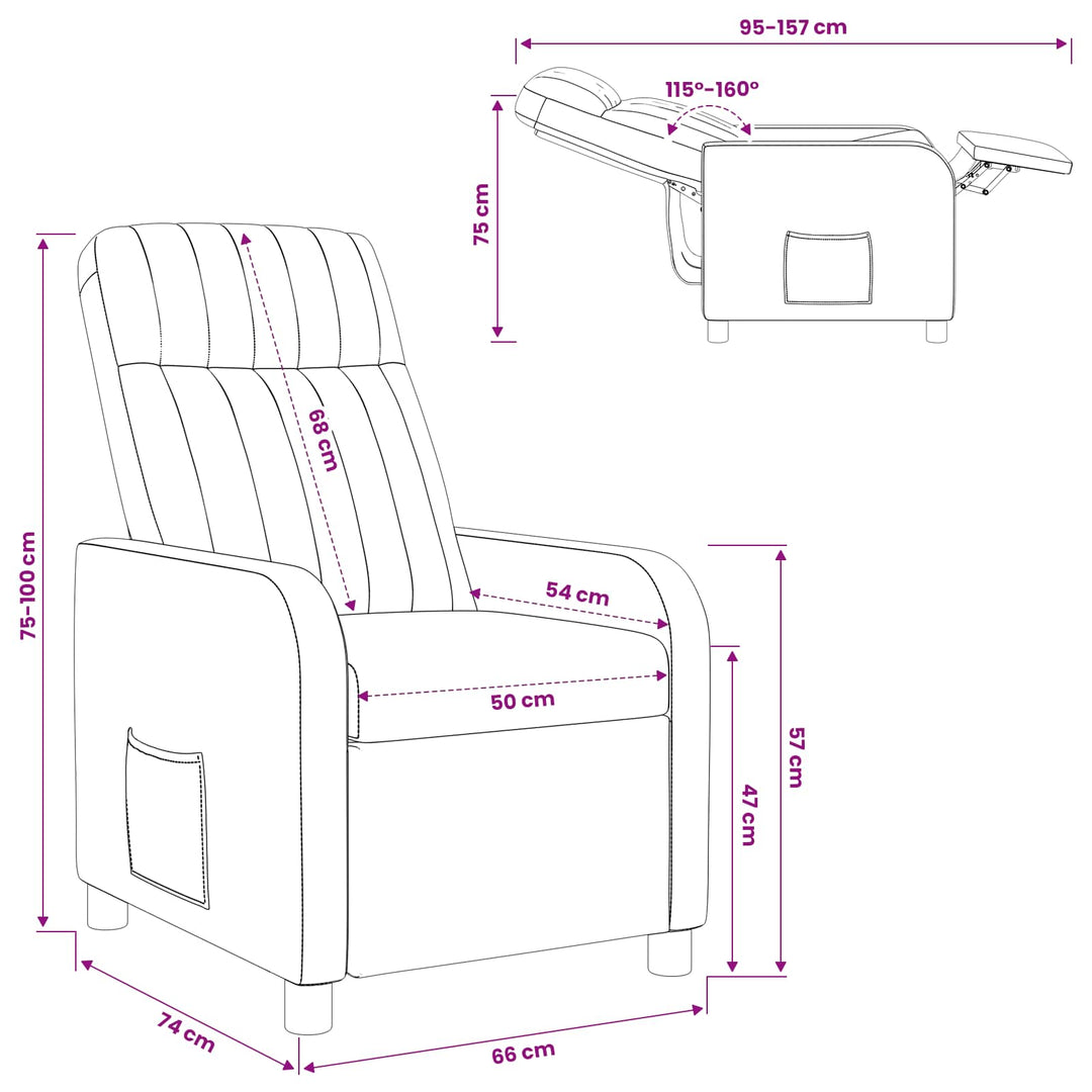 Recliner Sort Velour (V)