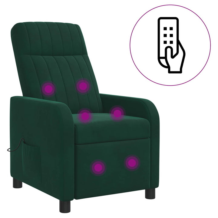 Massage Lænestol Mørkegrøn Velour (V)
