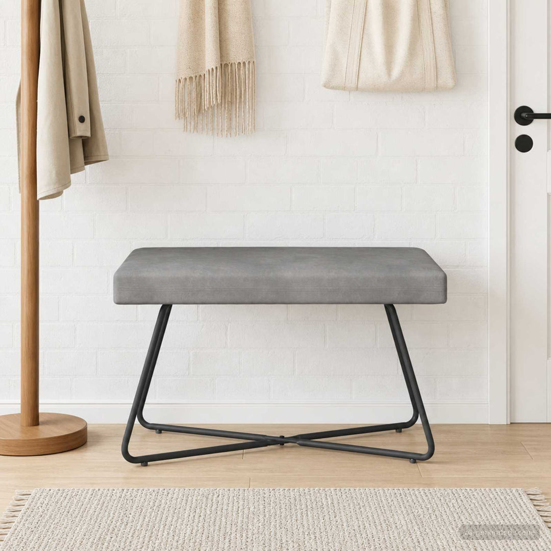 bænk Ensfarvet Lysegrå 80 x 40 x 45 cm Velour