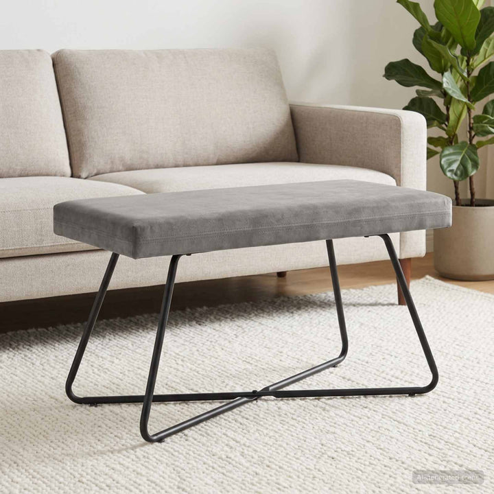 bænk Ensfarvet Lysegrå 80 x 40 x 45 cm Velour