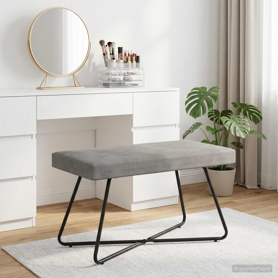 bænk Ensfarvet Lysegrå 80 x 40 x 45 cm Velour