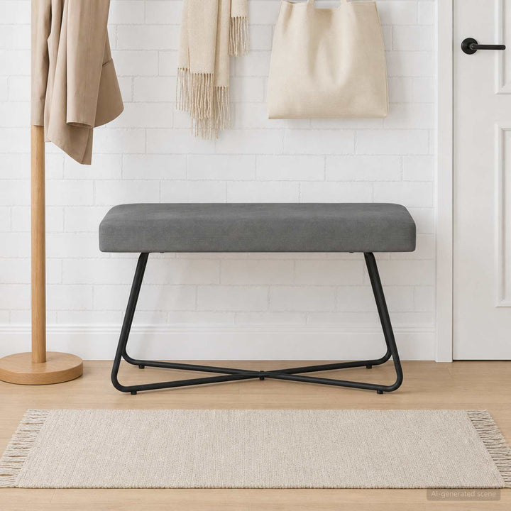bænk Ensfarvet Mørkegrå 80 x 40 x 45 cm Velour