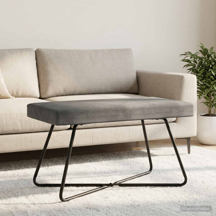 bænk Ensfarvet Mørkegrå 80 x 40 x 45 cm Velour