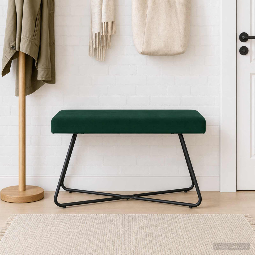 bænk Ensfarvet Mørkegrøn 80 x 40 x 45 cm Velour