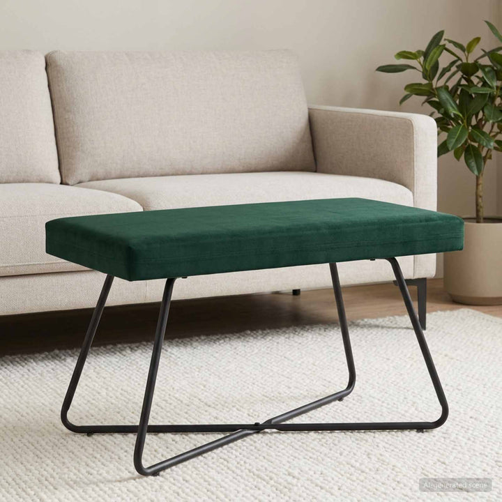 bænk Ensfarvet Mørkegrøn 80 x 40 x 45 cm Velour