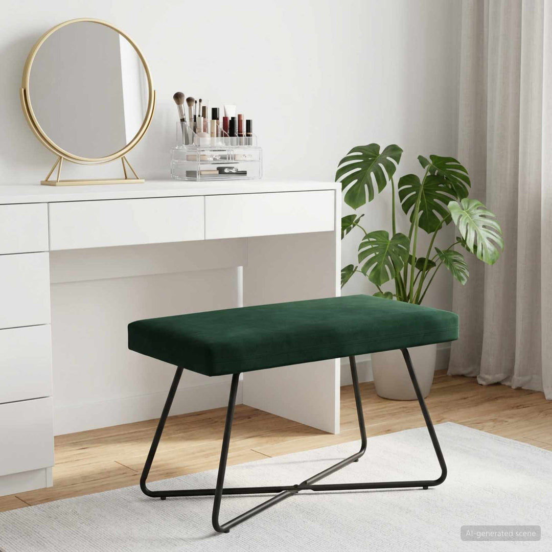 bænk Ensfarvet Mørkegrøn 80 x 40 x 45 cm Velour