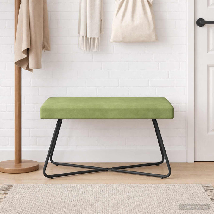 bænk Ensfarvet Lys grøn 80 x 40 x 45 cm Velour