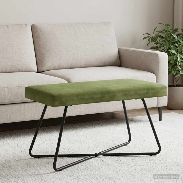 bænk Ensfarvet Lys grøn 80 x 40 x 45 cm Velour