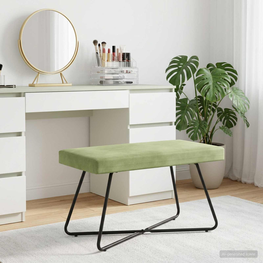 bænk Ensfarvet Lys grøn 80 x 40 x 45 cm Velour