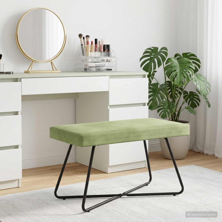 bænk Ensfarvet Lys grøn 80 x 40 x 45 cm Velour
