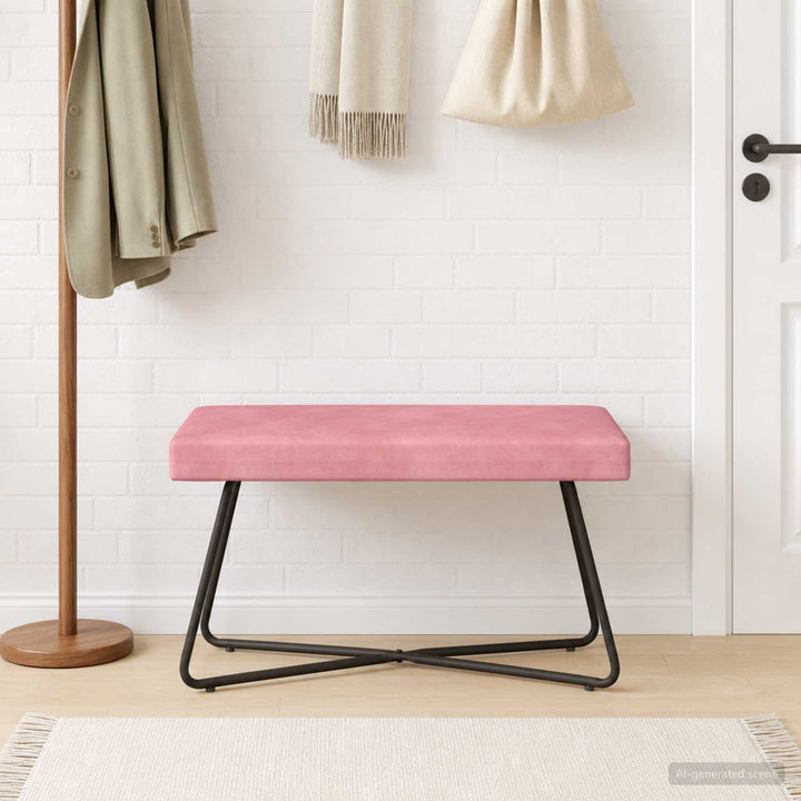 bænk Ensfarvet Lyserød 80 x 40 x 45 cm Velour