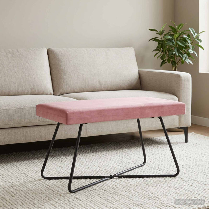 bænk Ensfarvet Lyserød 80 x 40 x 45 cm Velour