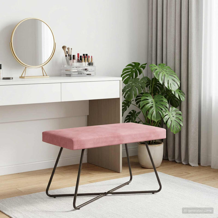 bænk Ensfarvet Lyserød 80 x 40 x 45 cm Velour